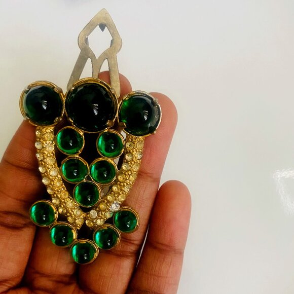 Emerald Gold Brooch Clip